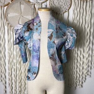 Masaki Matsuka  and Gray Floral Print Short Sleeve Open Front Shrug Cardi S/M